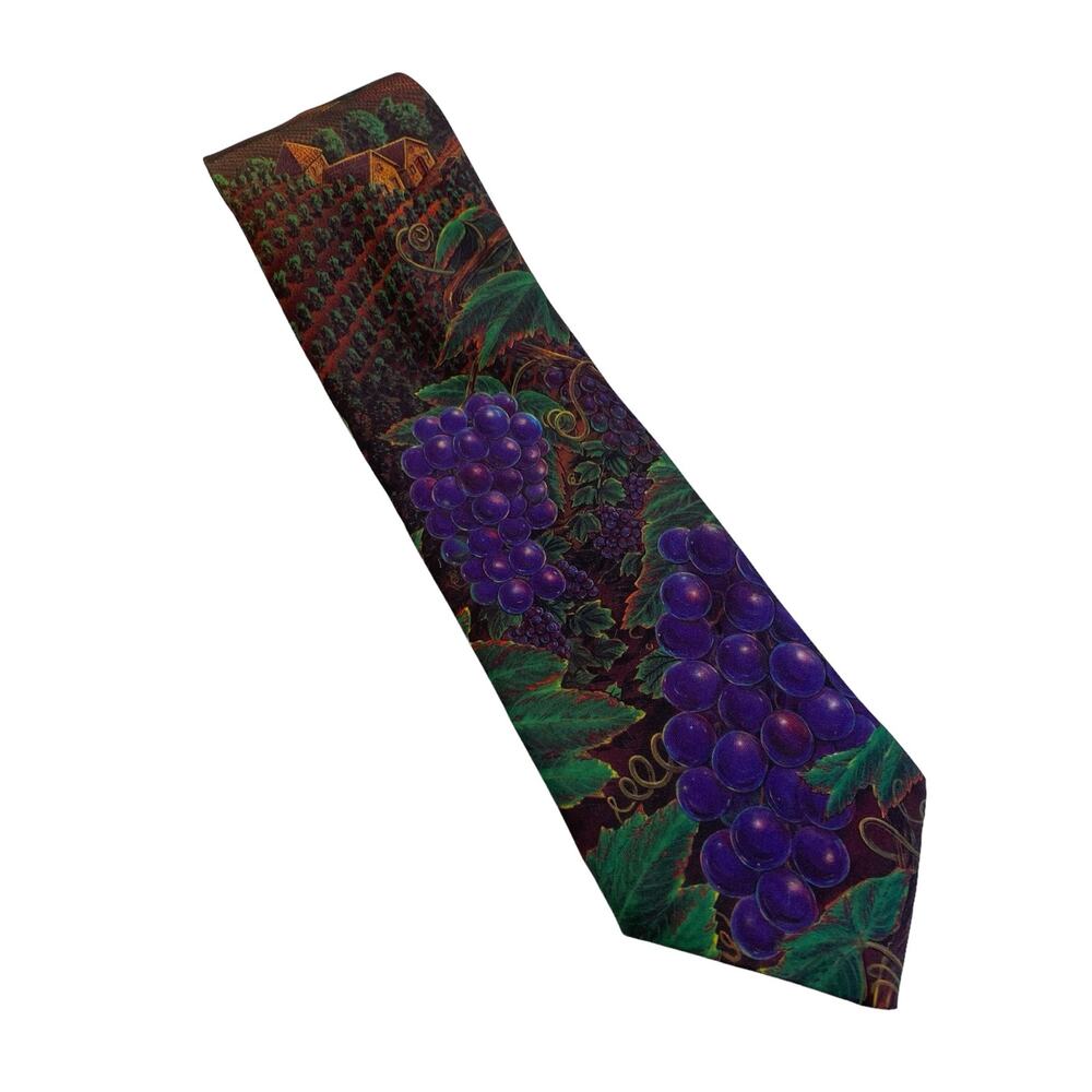 D’EM CRAZY The Winery Vintage 90s 1993 Tie Necktie Grapes Wine